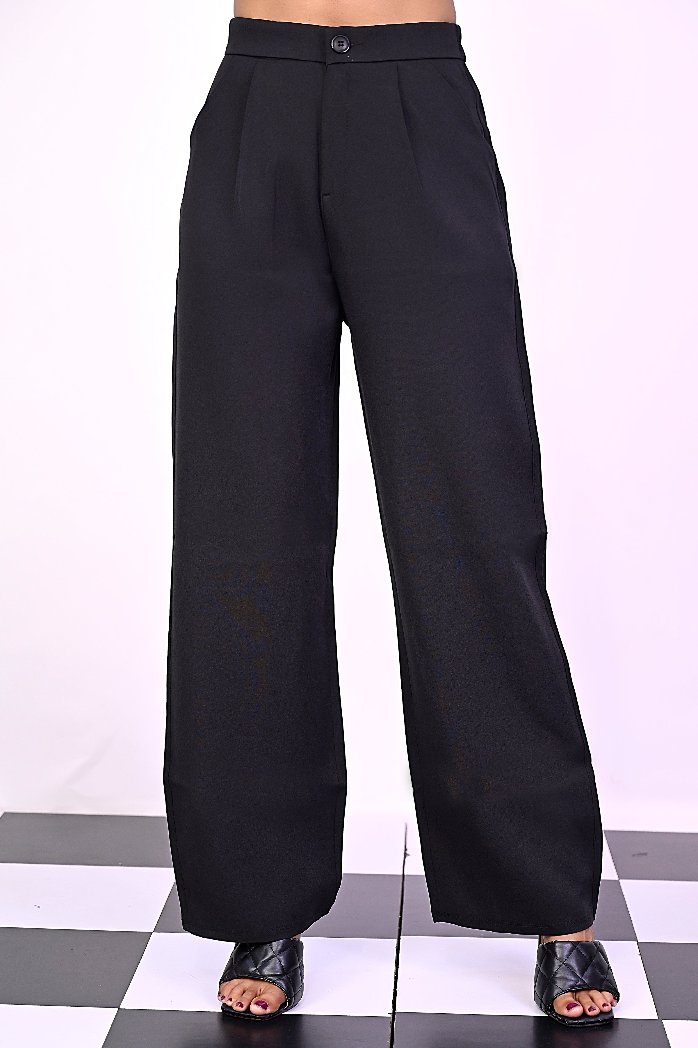 Black  Pleat Korean Pants