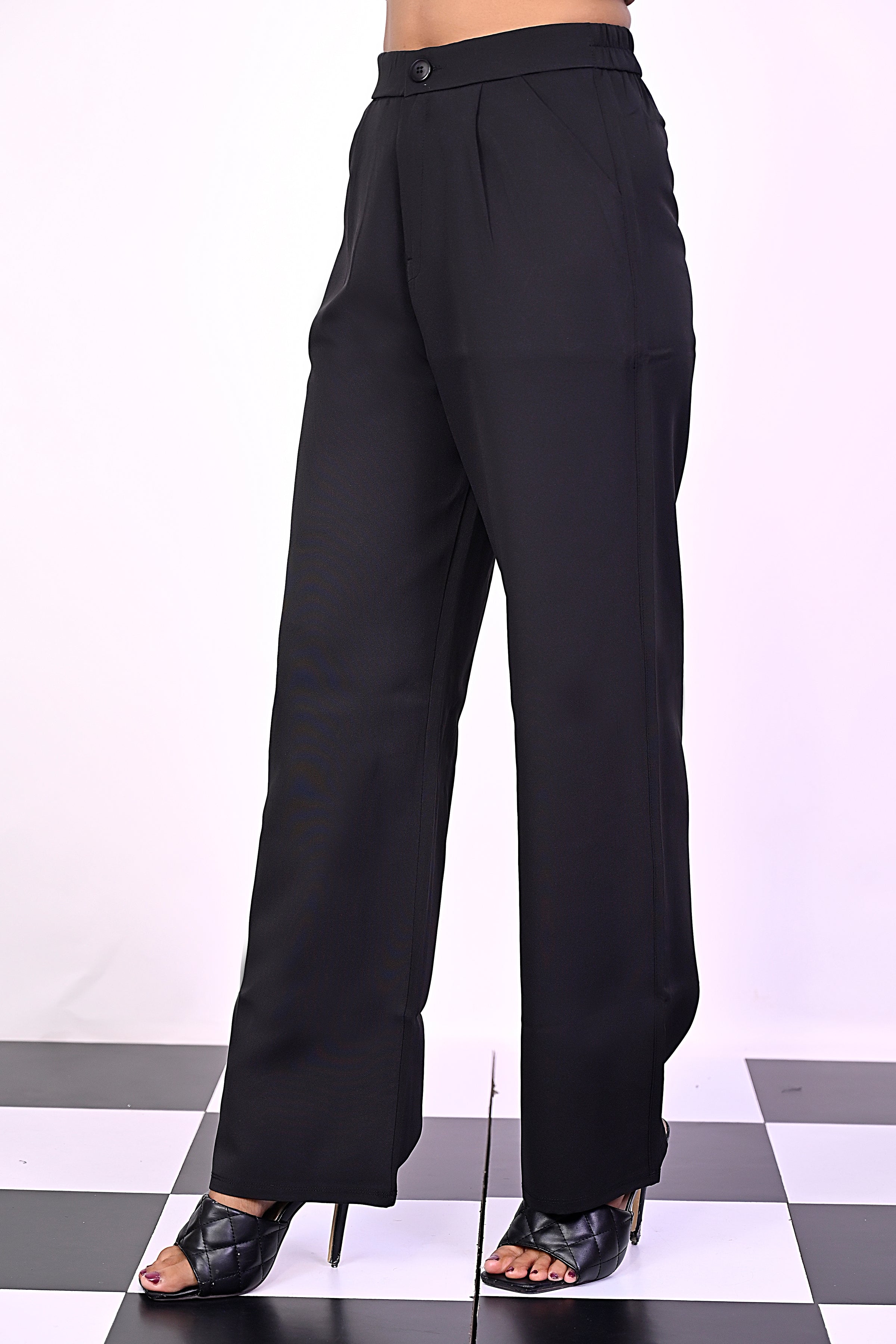 Black Pleat Korean Pants