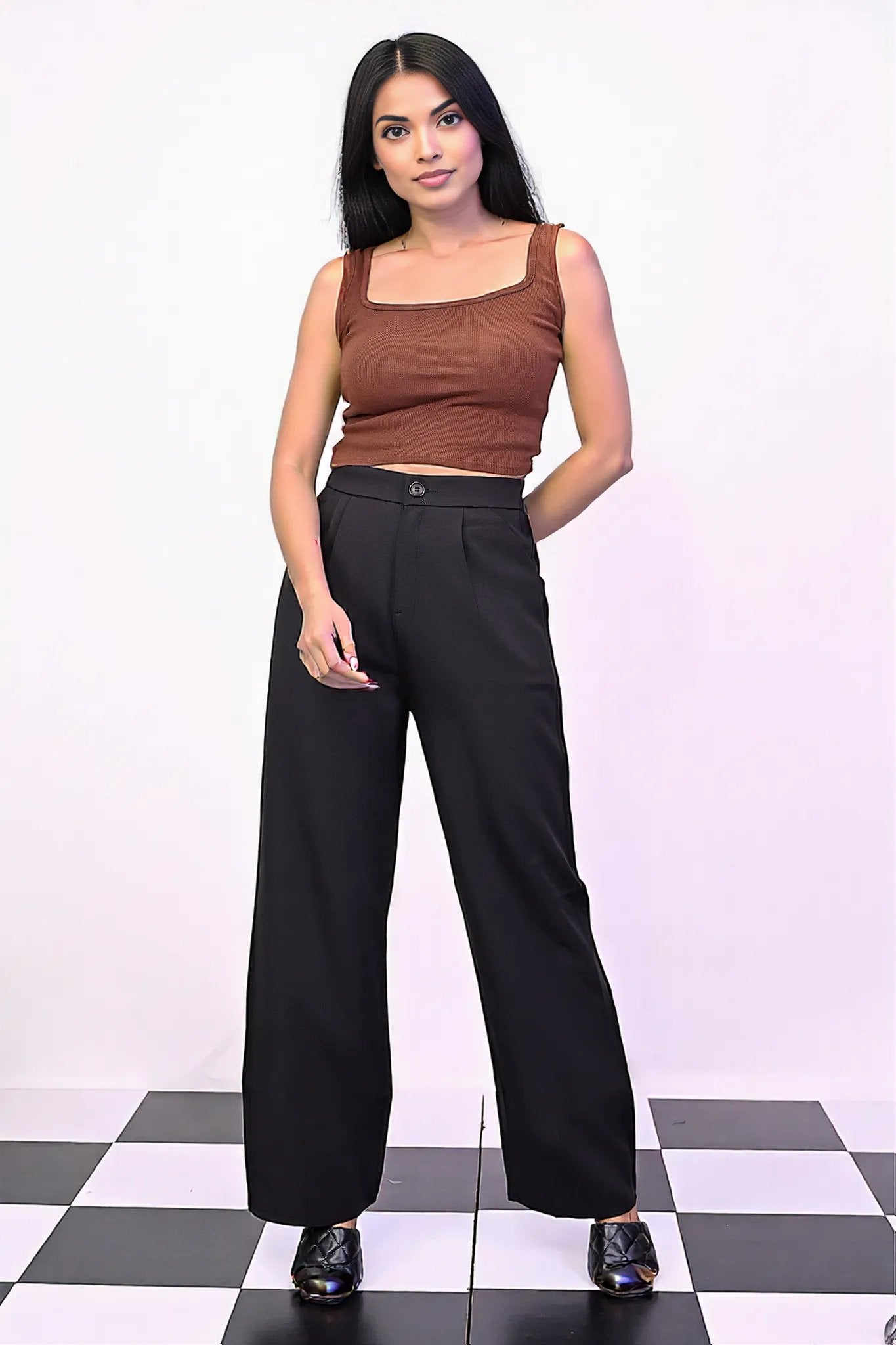 Black Pleat Korean Pants