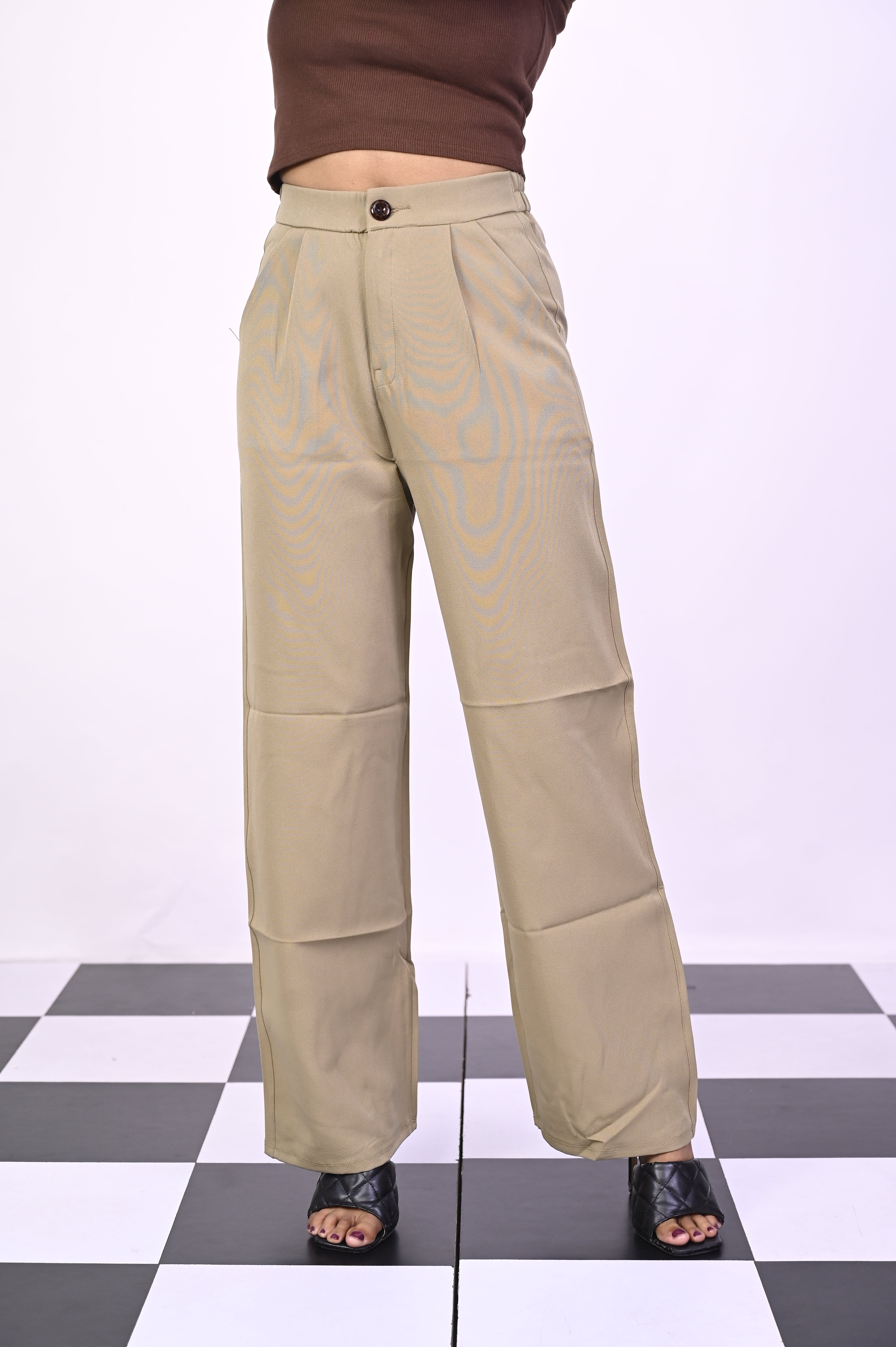 Khakhi Pleat Korean Pants