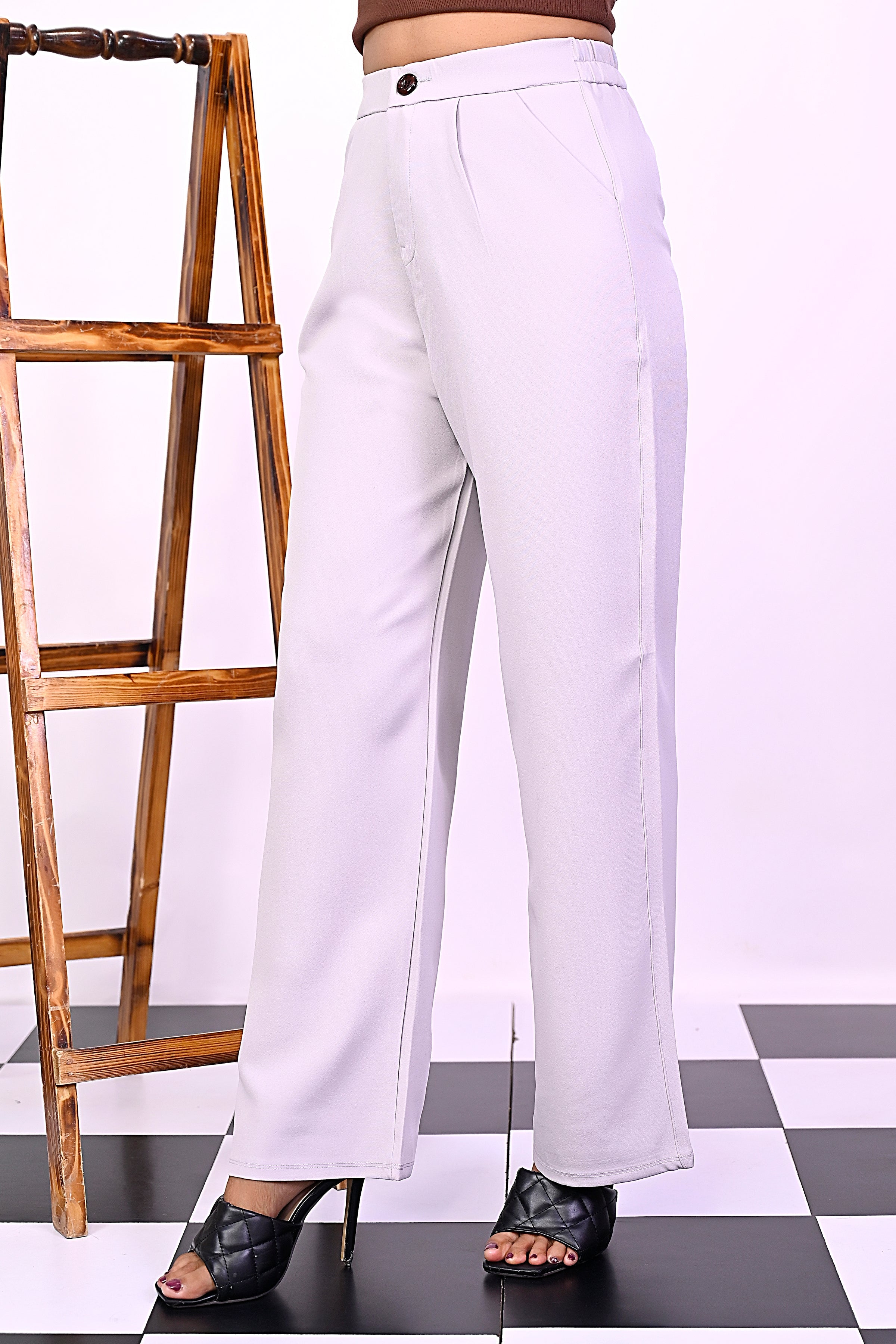 Grey Pleat Korean Pants