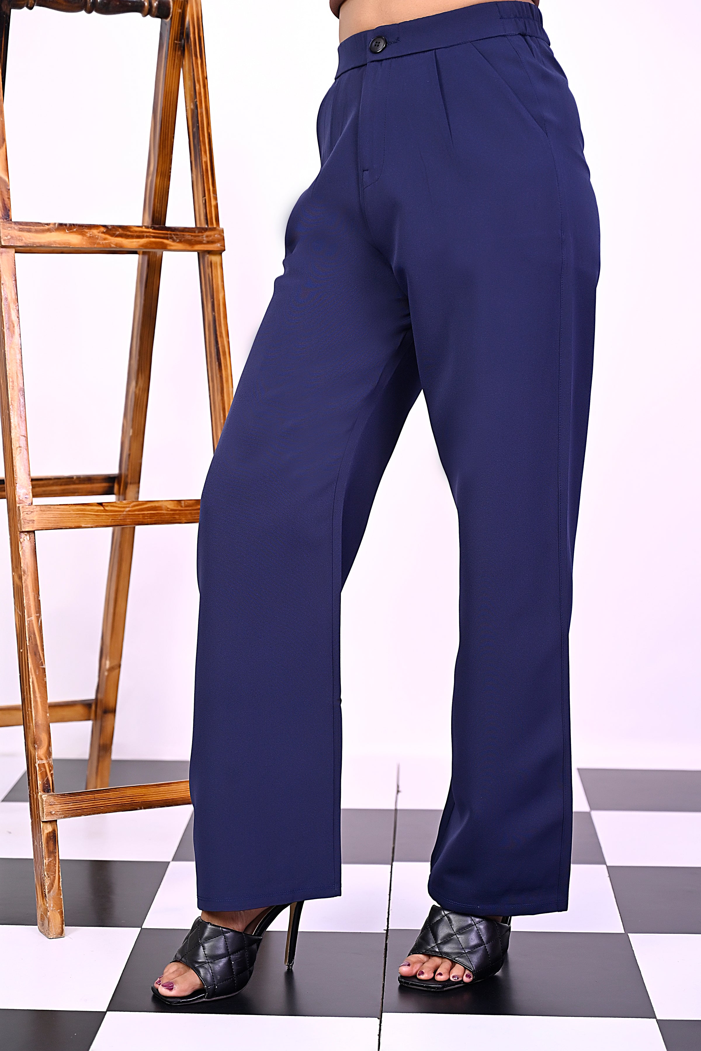 Blue Pleat Korean Pants