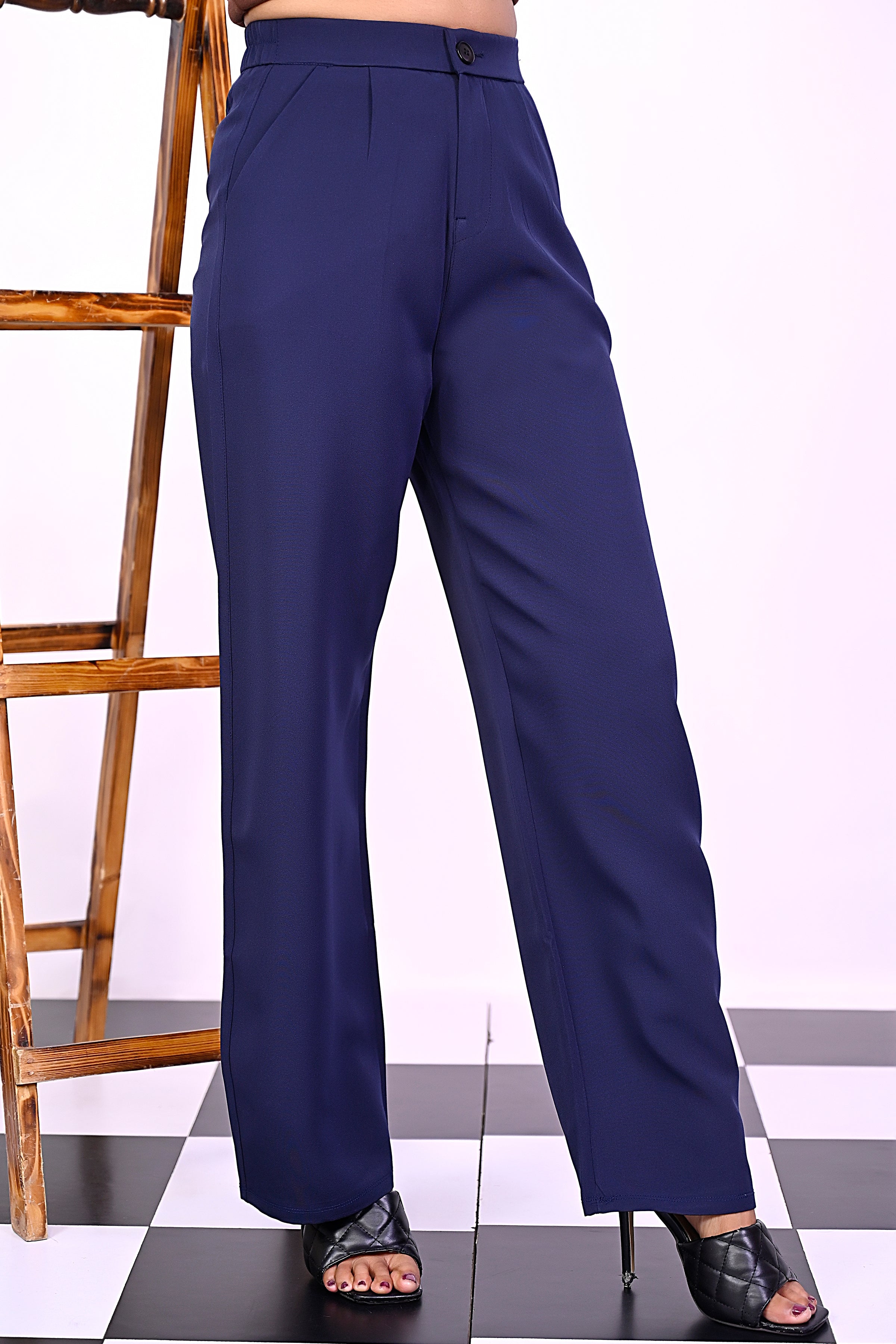 Blue Pleat Korean Pants