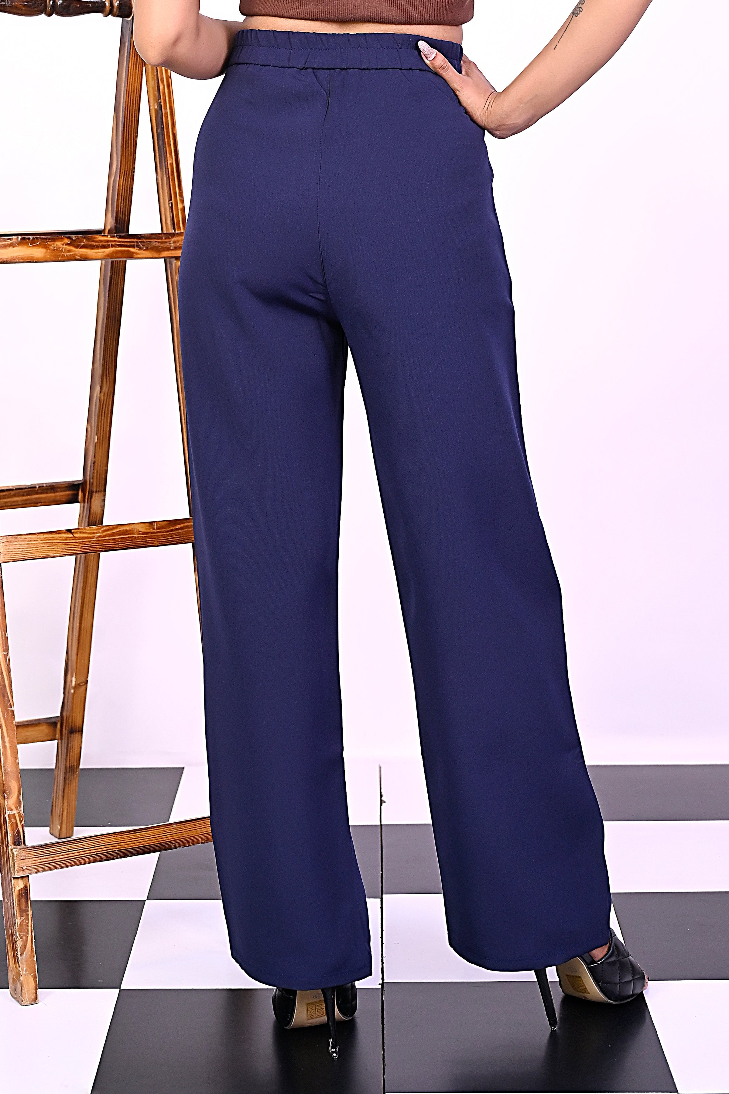 Blue Pleat Korean Pants