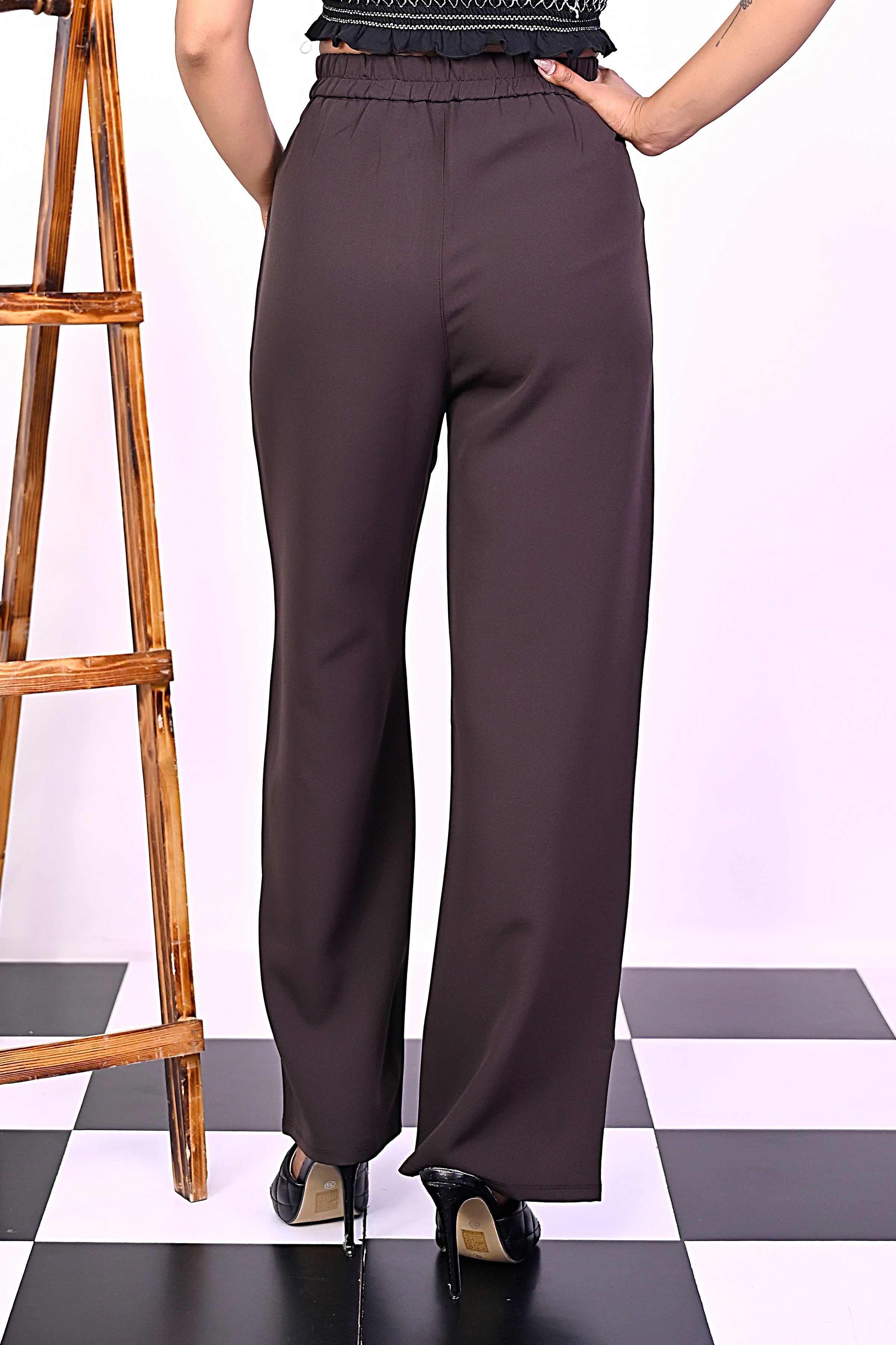 Coffee  Pleat Korean Pants