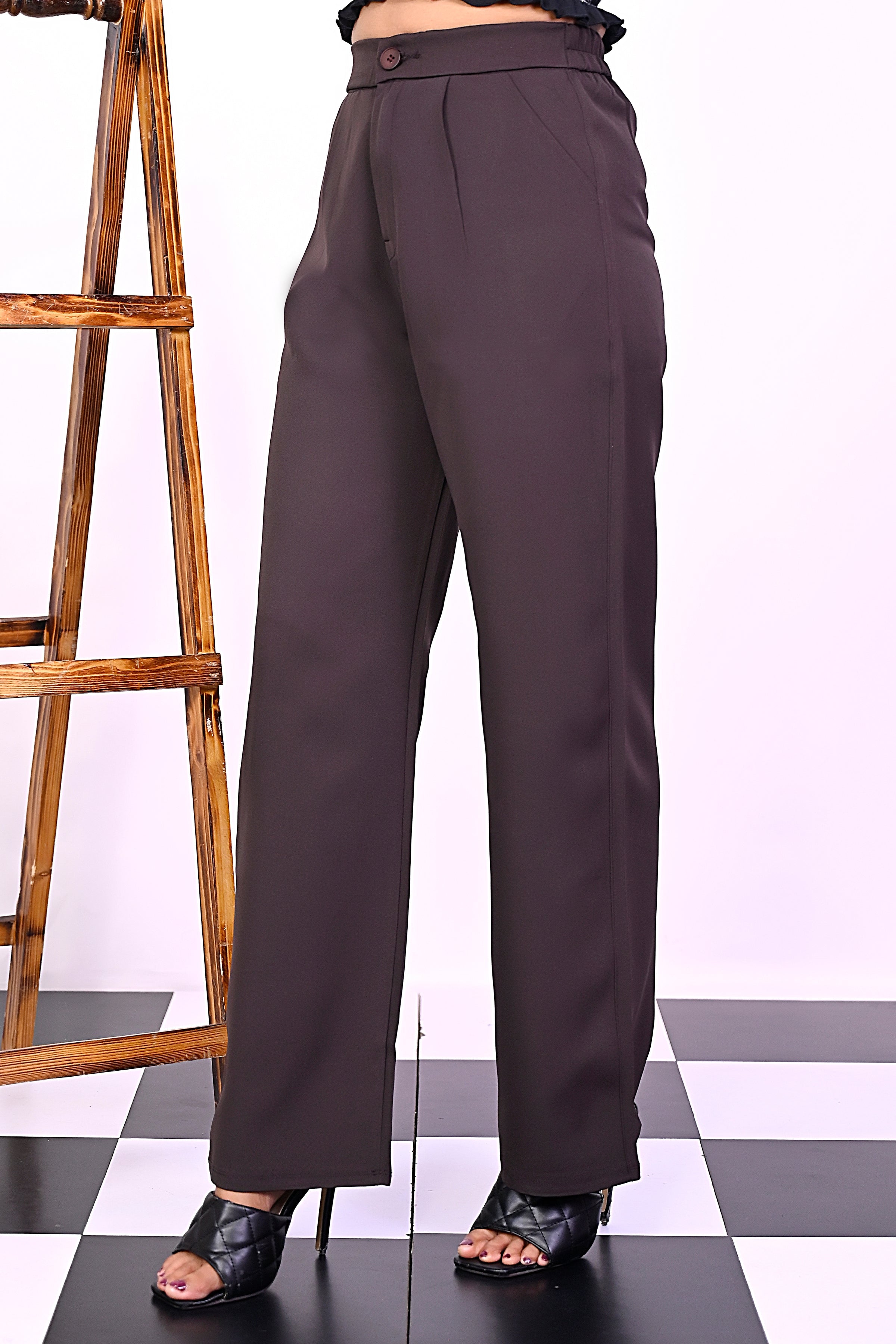 Coffee Pleat Korean Pants