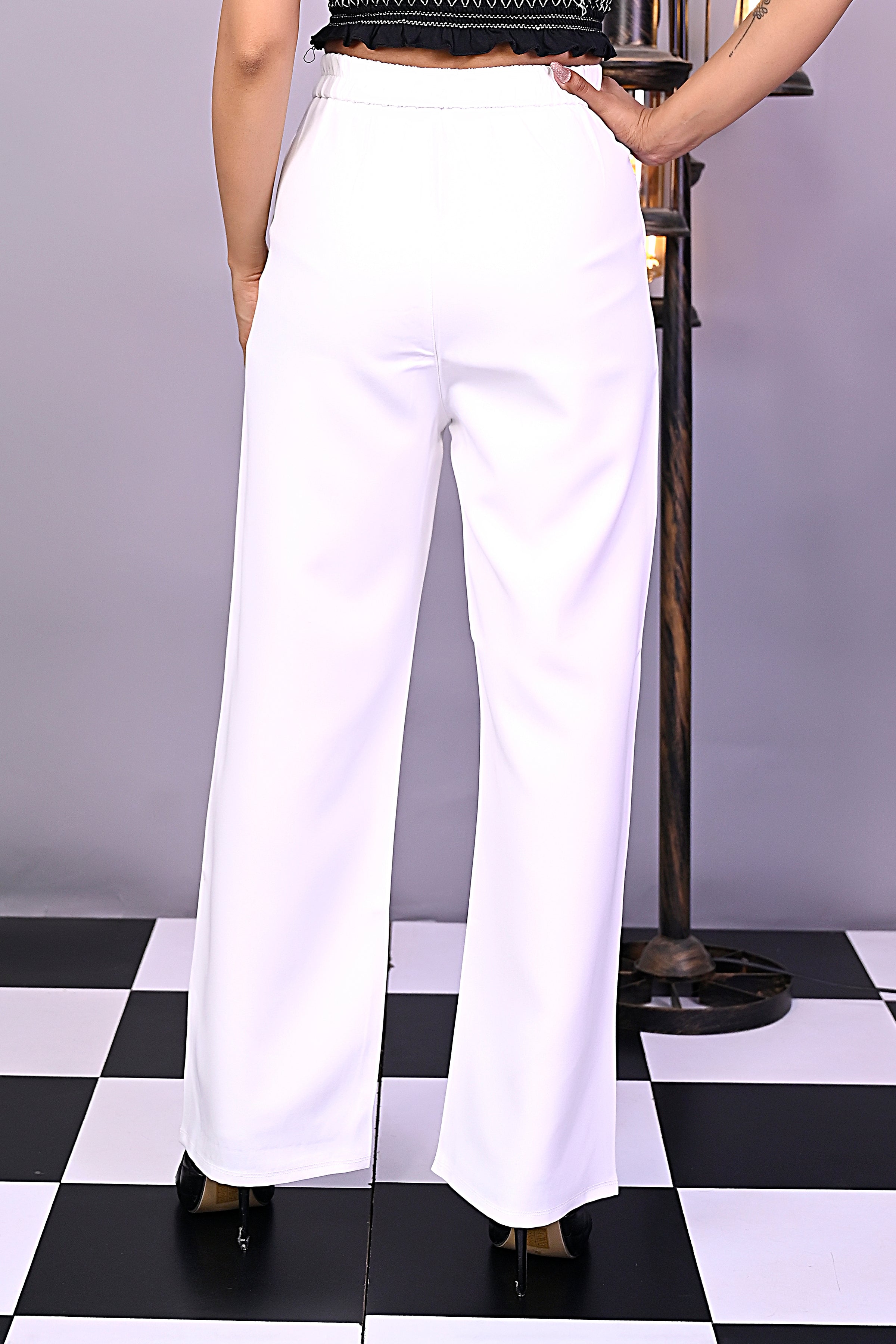 White Pleat Korean Pants