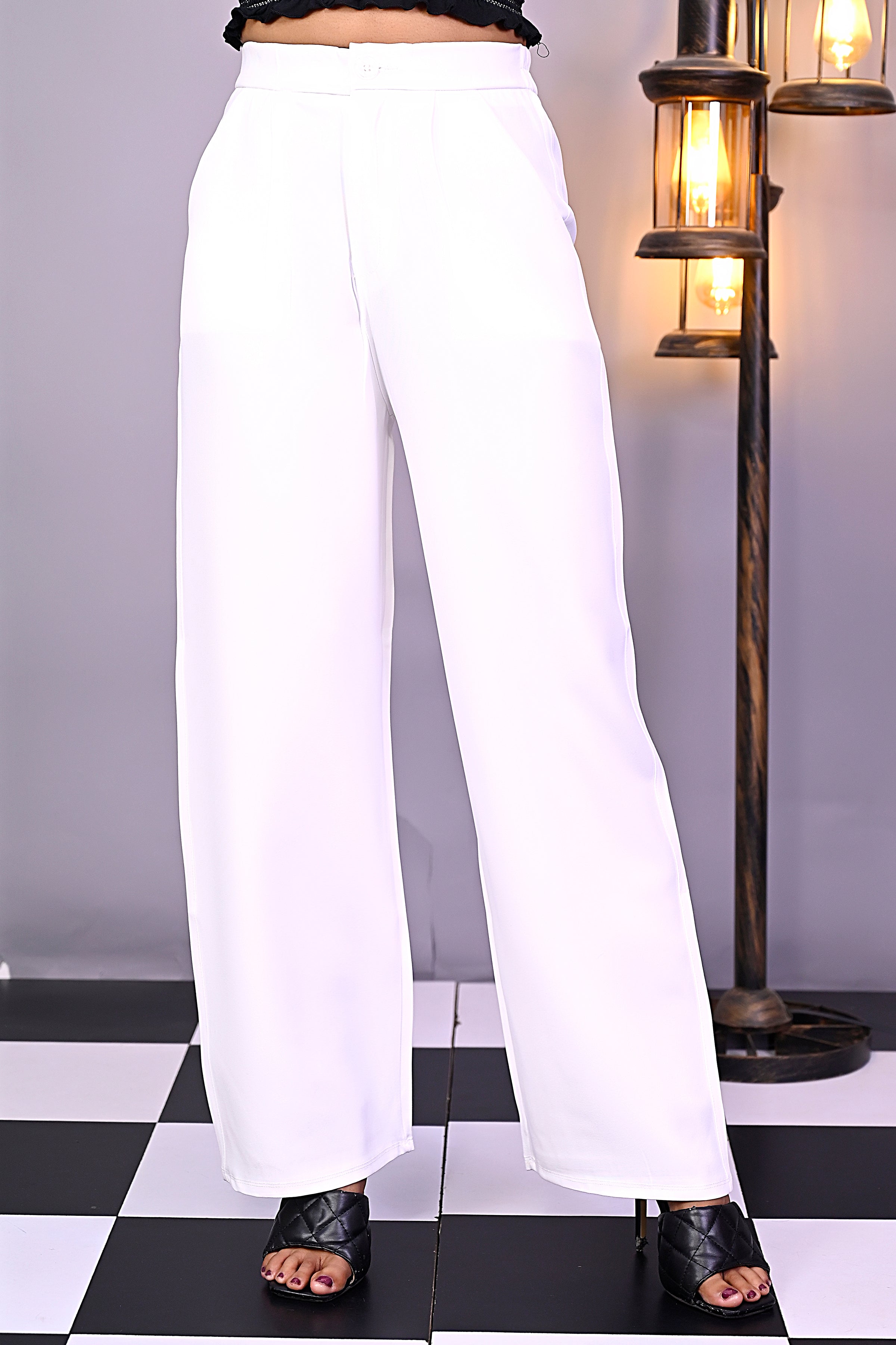 White Pleat Korean Pants
