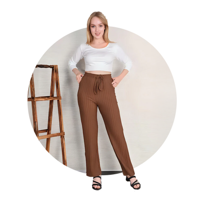 Knitted Wide Leg Drawstring Pants
