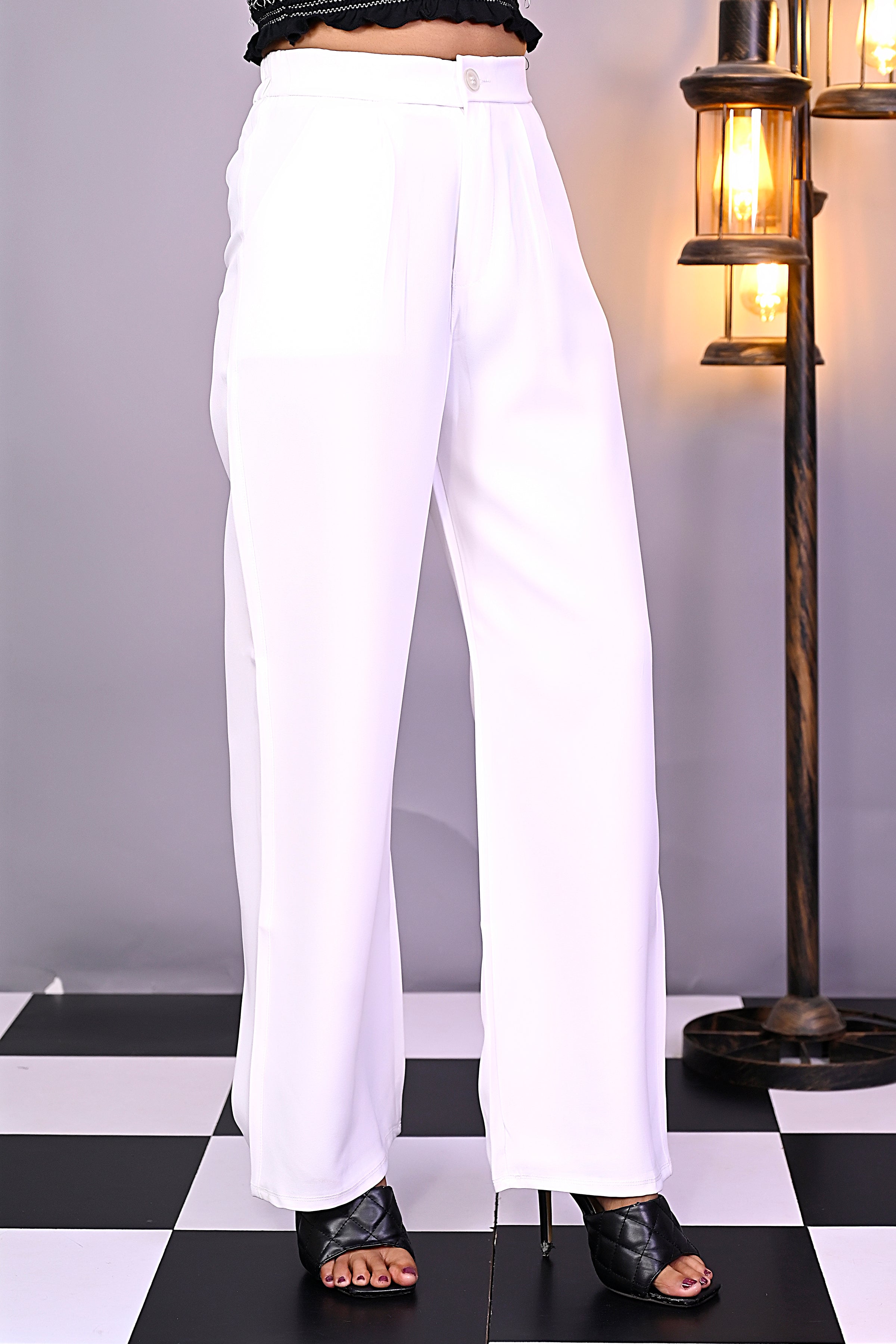 White Pleat Korean Pants